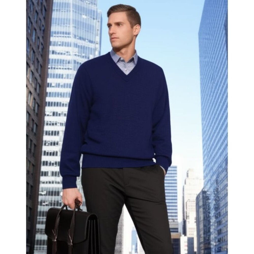 LL Bean Navy Blue Knit Vintage 80's Cotton Preppy Sweater Mens XL